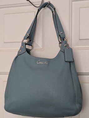 Coach Lexy Pebble Leather Shoulder Bag Large Silver Hardware .